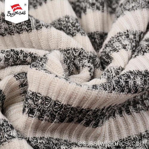 Diseño de rayas 2x2 Rib Spandex Poly Knit Fabric